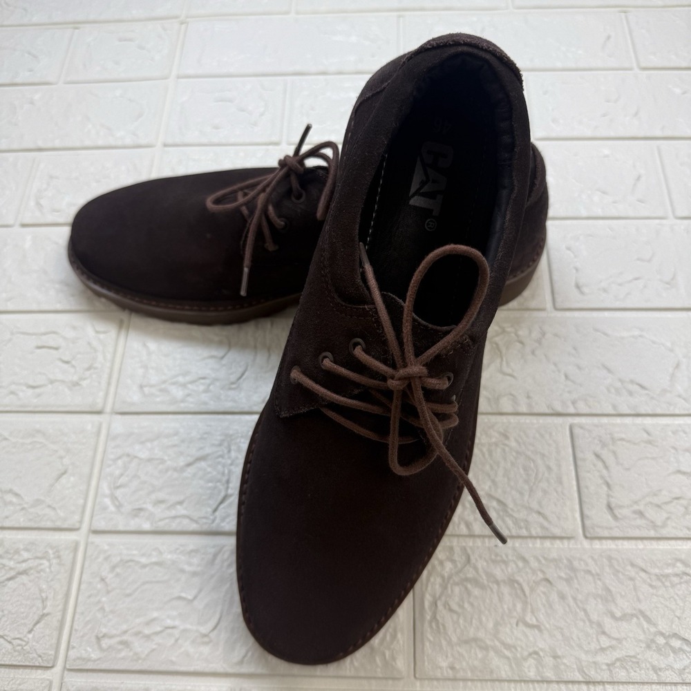 Caterpillar Cat Mens Brown Leather Casual Work Shoes Size 12 EU 46